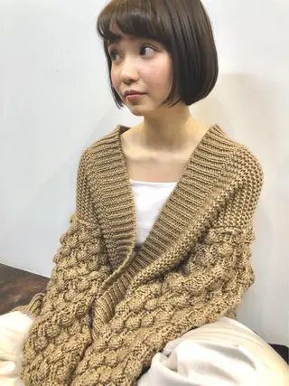 ミディアム カラー パーマ 安達 俊亮のヘアスタイル