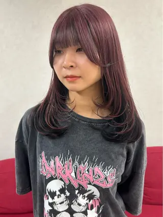 セミロング カラー レイヤー/インナー カラー🦋ルイのヘアスタイル