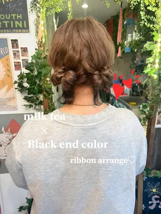 セミロング カラー ヘアアレンジ カラーパティシエ facce🌼ikoのヘアスタイル