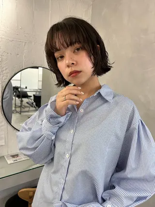 ショート カラー 切りっぱなしBOB 職人💜Anzuのヘアスタイル