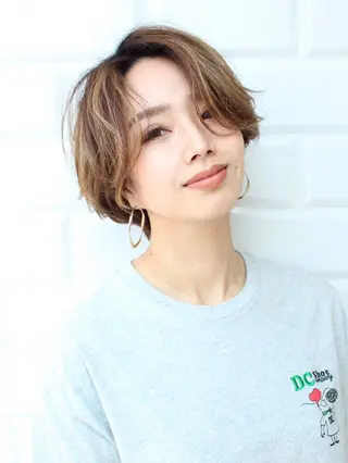 ショート パーマ クロスパーマ松永裕久 似合わせカットのヘアスタイル