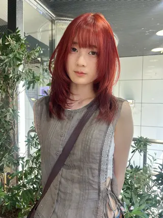 セミロング カラー 💖デザインカラー/ タダ ハナカ💖のヘアスタイル