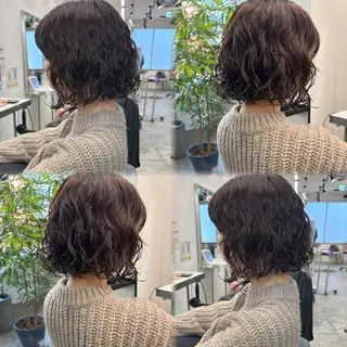 ショート パーマ 髪質改善ストレート /暖色カラー🎀🪞のヘアスタイル