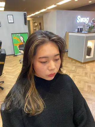 セミロング デザインカラー/ボブ ブリーチカラー/ユリのヘアスタイル