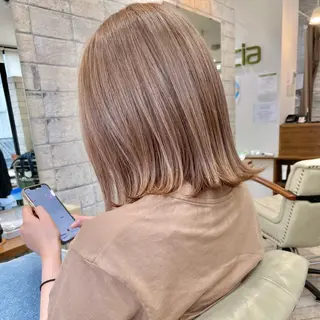 ミディアム カラー 髪質改善 中川　翔のヘアスタイル