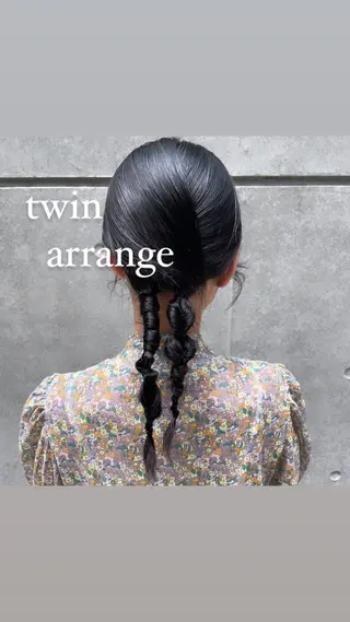 セミロング ヘアアレンジ ボブパーマ 🌷ヨシカワハナコのヘアスタイル