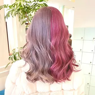 セミロング カラー ヘアアレンジ 🧸ハイトーン🧸 ゆっきー🧸のヘアスタイル