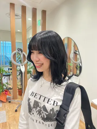 セミロング カラー 矯正パーマ、ベージュ ボブカット🫧のヘアスタイル