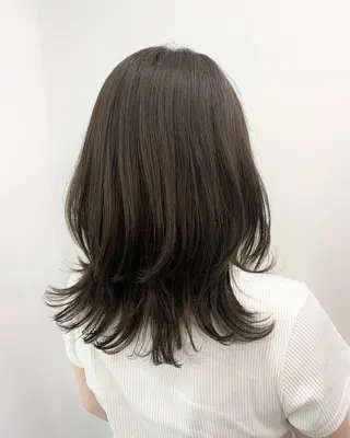 ミディアム カラー パーマ ヘアアレンジ メンズ キッズ レイヤーカット／顔周 りカット/縮毛矯正のヘアスタイル