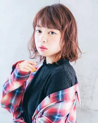 ミディアム カラー パーマ ヘアアレンジ 【白髪ぼかし 専門GBG】自由が丘のヘアスタイル