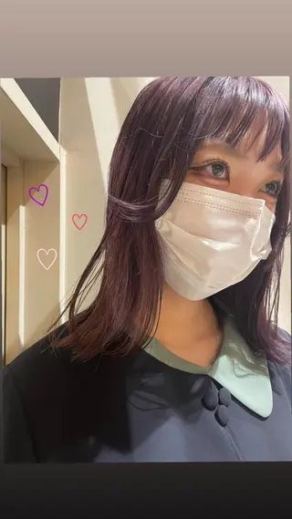 ミディアム カラー tomo🍒パーマ ハイトーン似合わせのヘアスタイル