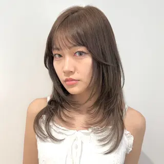 カラー 横浜|韓国レイヤー| 暖色カラー|まなとのヘアスタイル