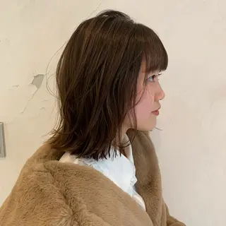 ミディアム カラー 似合わせカットカラー ♡佐藤捺美のヘアスタイル