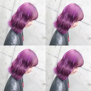 ミディアム カラー ヘアアレンジ TAKUMAブリーチ /切りっぱなし🪽のヘアスタイル