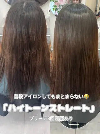 ロング カラー パーマ ハイトーン縮毛/縮毛 なーな🎀🤍のヘアスタイル