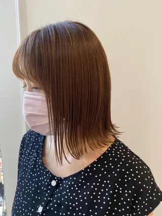 ミディアム カラー 小顔レイヤー/ ベージュ🤍Rieのヘアスタイル