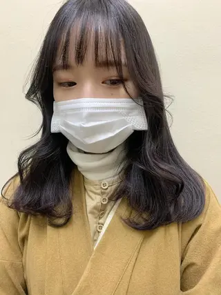 ミディアム カラー ayaka 縮毛矯正レイヤーのヘアスタイル