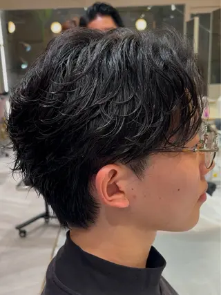 ミディアム パーマ メンズ 🥇メンズパーマ /縮毛矯正/木村神心のヘアスタイル