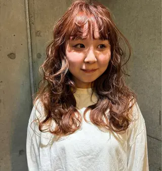 セミロング カラー パーマ ヘアアレンジ メンズ キッズ デザインパーマ メンズカット 郁美のヘアスタイル