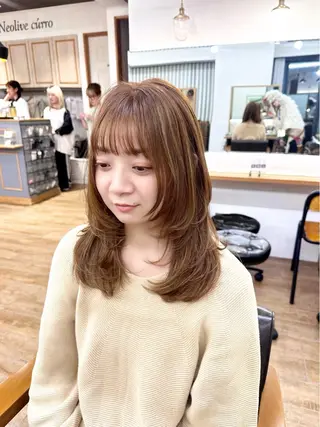 ミディアム カラー パーマ ヘアアレンジ メンズ キッズ 骨格レイヤーカット 🌿美髪縮毛矯正のヘアスタイル