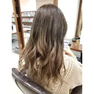 ロング カラー ブリーチ、デザイン  カラー福士直矢のヘアスタイル