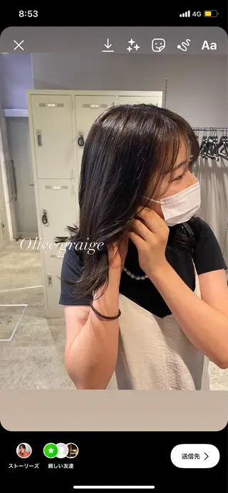 セミロング カラー パーマ ヘアアレンジ メンズ キッズ ネイル マツエク・マツパ 韓国/トレンド レイヤー【101】のヘアスタイル