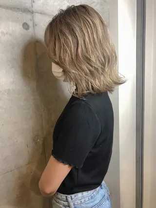 ミディアム カラー 💛ブリーチカラー /ブリーチ縮毛💛のヘアスタイル