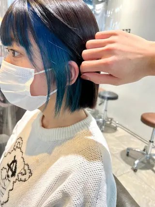 ミディアム カラー ヘアアレンジ ネイル 🌈インナーカラー ‘ショウマ’🌈のヘアスタイル