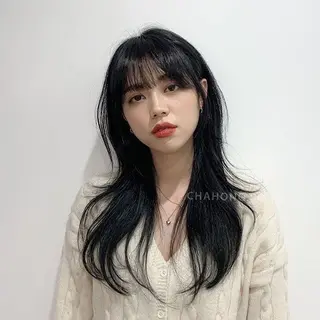 ロング カラー ヘアアレンジ レイヤー×透明感カラ ーHAYATOのヘアスタイル