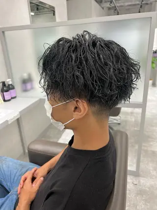 ショート カラー パーマ メンズ 関西センターパート メンズモデル募集のヘアスタイル