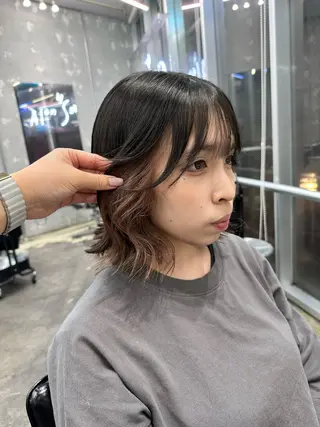 セミロング カラー ヘアアレンジ 🎀モテ暖色× エクステ🎀あかりのヘアスタイル