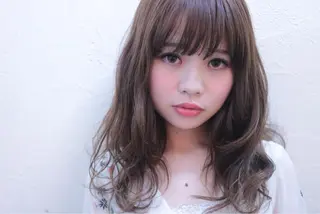 セミロング カラー 縮毛矯正クロスパーマ 益子達也のヘアスタイル