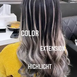 ロング カラー エクステ🩵ブリーチ 韓国ヘア🩵KAEのヘアスタイル