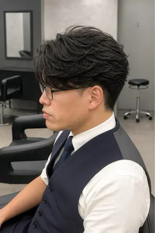 ミディアム パーマ ヘアアレンジ メンズ 🔥ニュアンス フェザー小林海斗🔥のヘアスタイル