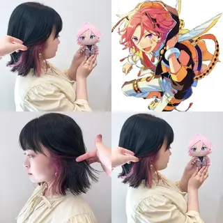 ミディアム カラー 推しカラー✨ オタク美容師ユウカのヘアスタイル