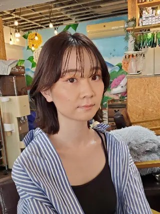 ミディアム パーマ 韓国レイヤー柔らかい 地毛風縮毛矯正/マツのヘアスタイル