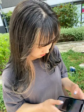 セミロング デザインカラー/ボブ ブリーチカラー/ユリのヘアスタイル