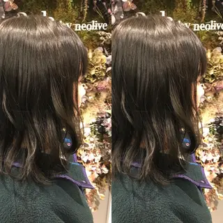 ミディアム カラー 小栗 麻衣のヘアスタイル