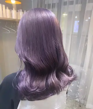 セミロング カラー パーマ ヘアアレンジ ハイトーン/透け感 カラー🎀真香のヘアスタイル