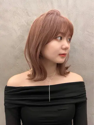 ミディアム カラー ヘアアレンジ GLROW大宮所属・大宮🎨高明度/カラ ー/髪質改善/ハルのヘアスタイル