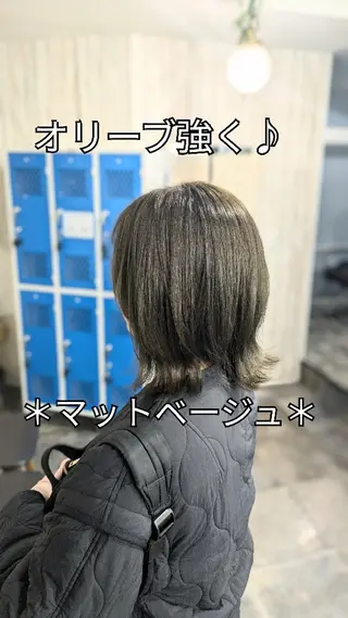 ミディアム カラー メンズパーマ/顔周り レイヤーカット/えののヘアスタイル