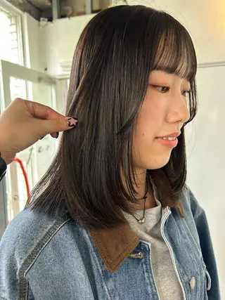 ミディアム カラー maho/垢抜け カラーパーマメイクのヘアスタイル