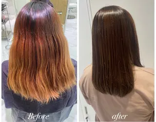 ミディアム カラー 都筑 莉佳子のヘアスタイル