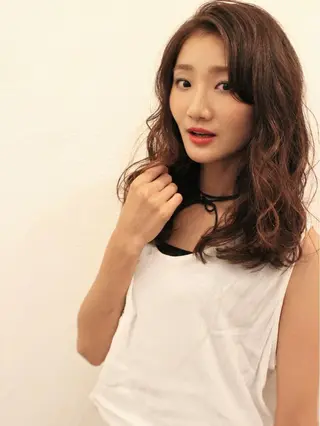 セミロング パーマ 所渉/韓国レイヤー /ウルフカットのヘアスタイル