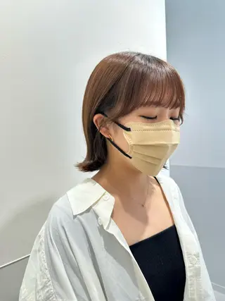ショート カラー パーマ ヘアアレンジ メンズ キッズ ネイル マツエク・マツパ アイブロウ 切りっぱなしヘアボブ ミディアムヘアRYOのヘアスタイル