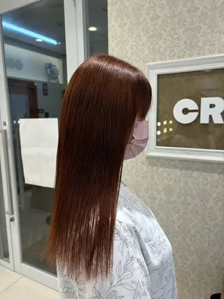 ロング ブリーチなしカラー/ 暖色カラー/艶カラーのヘアスタイル