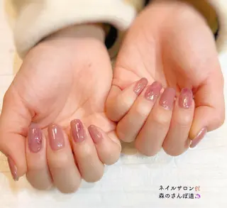 ネイル ショートネイル 森のさんぽ道のネイルデザイン