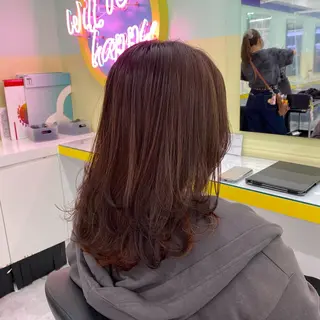 セミロング カラー ヘアアレンジ mai🍑暖色カラー /レイヤー💖のヘアスタイル