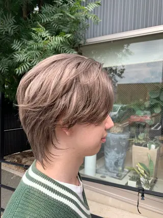 ミディアム メンズ レイヤー/韓国風/ 縮毛矯正/沖谷航のヘアスタイル