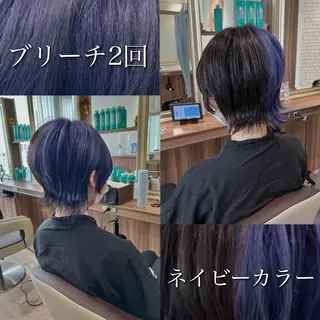 ショート カラー 雅/ダブルカラー/ 白髪ぼかしハイライトのヘアスタイル